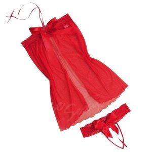 Red Lace Babydoll w/ Matching Lace G String NWT